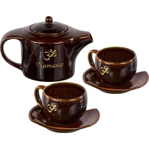 Ceramic tea set namaste brown