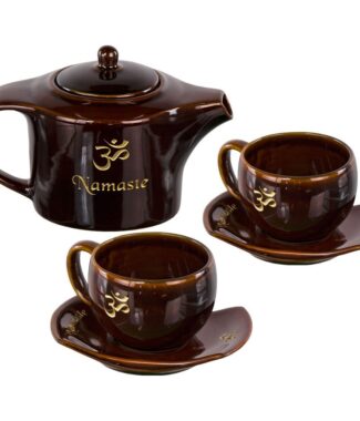 Ceramic tea set namaste brown