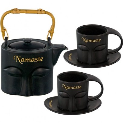 Ceramic tea set namaste black