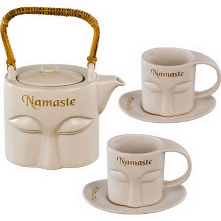 Ceramic tea set namaste white