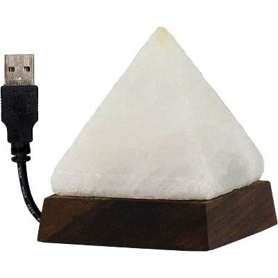 Salt Lamp w/USB Cord & Led Light Pyramid