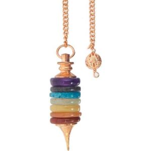 Metal Pendulum with 7 Chakra Rings Copper