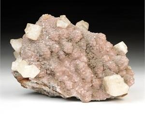 Pink datolite cluster (7" x 11") with calcite crystals